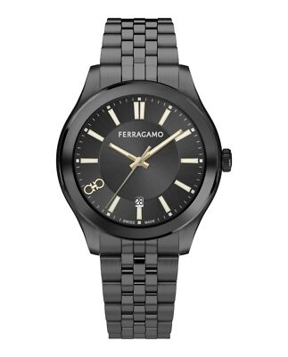 Pre-owned Ferragamo Mens  Classic Black 42mm Bracelet Fashion Watch