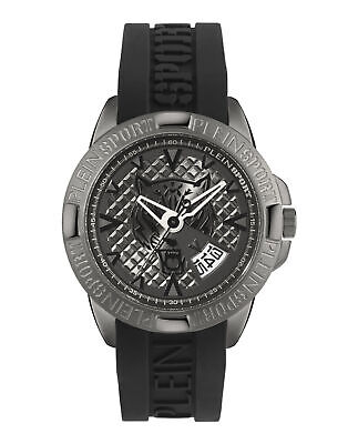 Pre-owned Plein Sport Mens Touchdown Grey 44mm Strap Fashion Watch