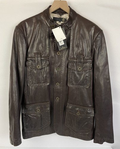 Roberto Cavalli Just Cavalli Brown Leather Men's Jacket Size