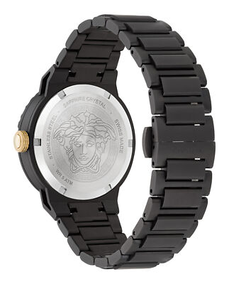 Pre-owned Versace Womens Medusa Infinite Ip Black 38mm Bracelet Fashion Watch