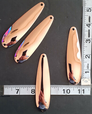 (6) COPPER Plated Smooth 3 7/8'' Flutter Spoon Blanks .025 Walleye Candy