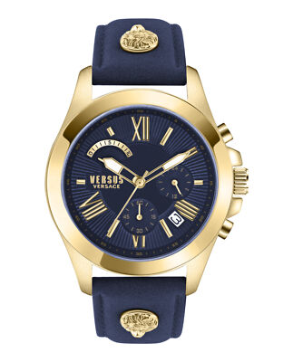 Модные часы Versus Versace Mens Chrono Lion с золотым ремешком диаметром 44 мм.