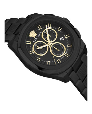 Pre-owned Versace Mens  Geo Chrono Black 43mm Bracelet Fashion Watch