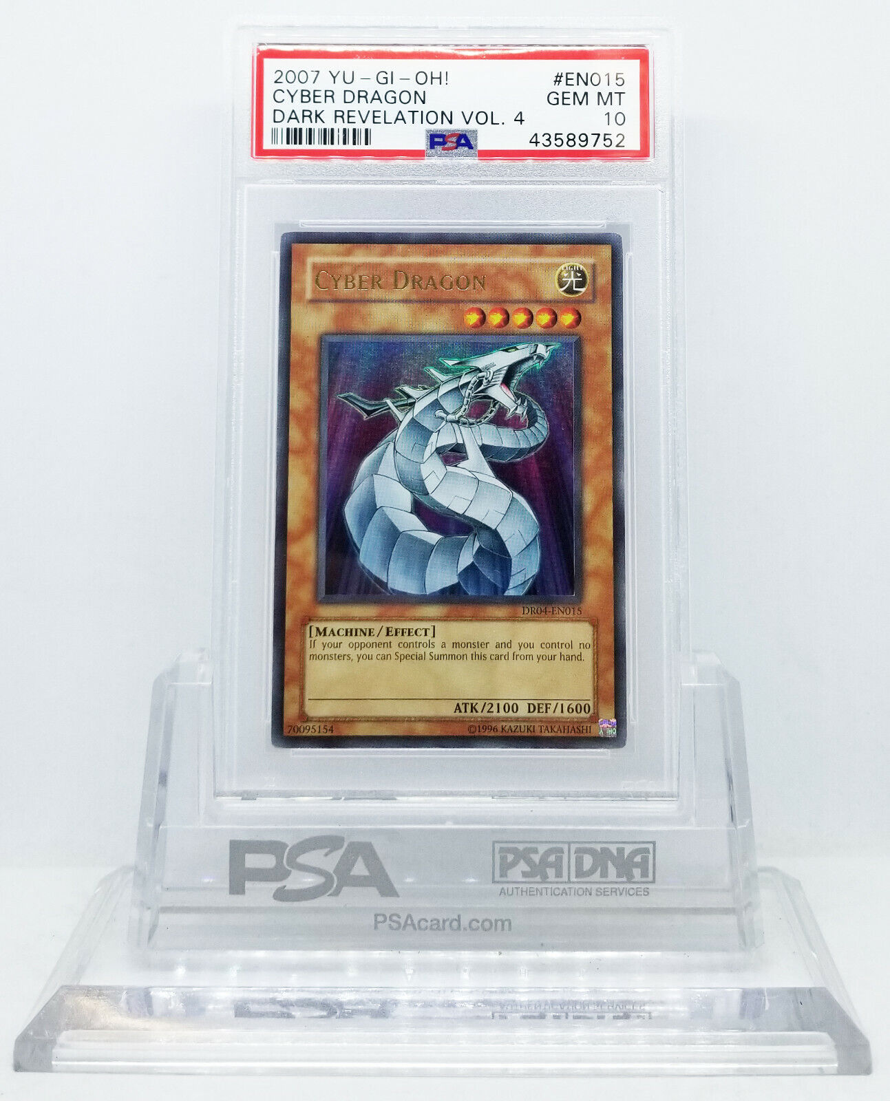 YUGIOH DR04-EN015 CYBER DRAGON ULTRA RARE PSA 10 GEM MINT YUGIOH DR04-EN015 CYBER DRAGON ULTRA RARE PSA 10 GEM MINT