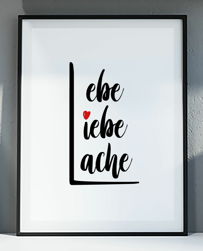 Lebe Liebe Lache Wandbild Kunstdruck Deko Bild Din A4 Herz Poster Geschenkidee