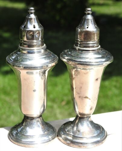 Vintage John Wanamaker Weighted Sterling Silver Glass Lined Salt Pepper Shakers
