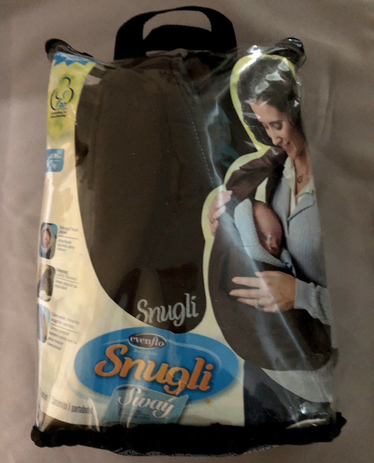 NWT Snugli Sway Baby Carrier Breastfeeding Sling by Evenflo 6 - 15 Pounds Brown