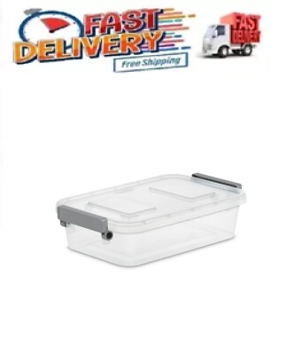 Plastic Modular Latch Box With Lid Small Storage Container Stackable Bin 2.7 Qt