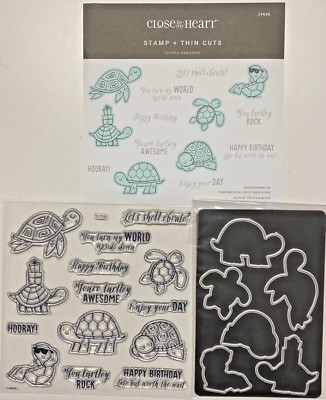 NEW Turtley Awesome Stamp & Metal Dies Set CTMH Z4696 turtle birthday friends