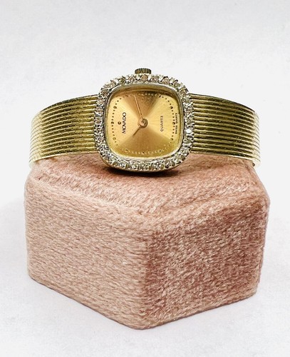 アンティーク MOVADO GOLD 40 MICRONS レディース 時計 Vtg Movado Ladies Wristwatch, 14k Yellow Gold, Swiss Quartz