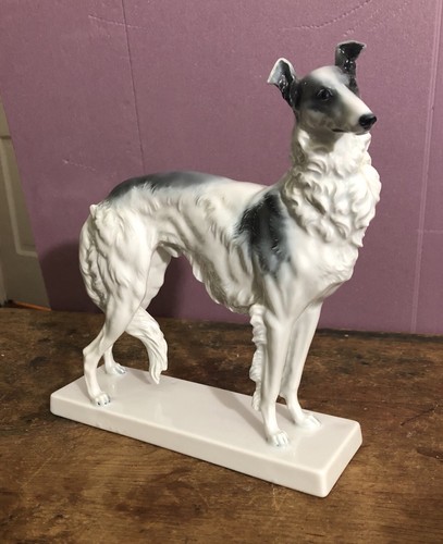 Rosenthal large 10” tall Borzoi dog porcelain figurine Mint