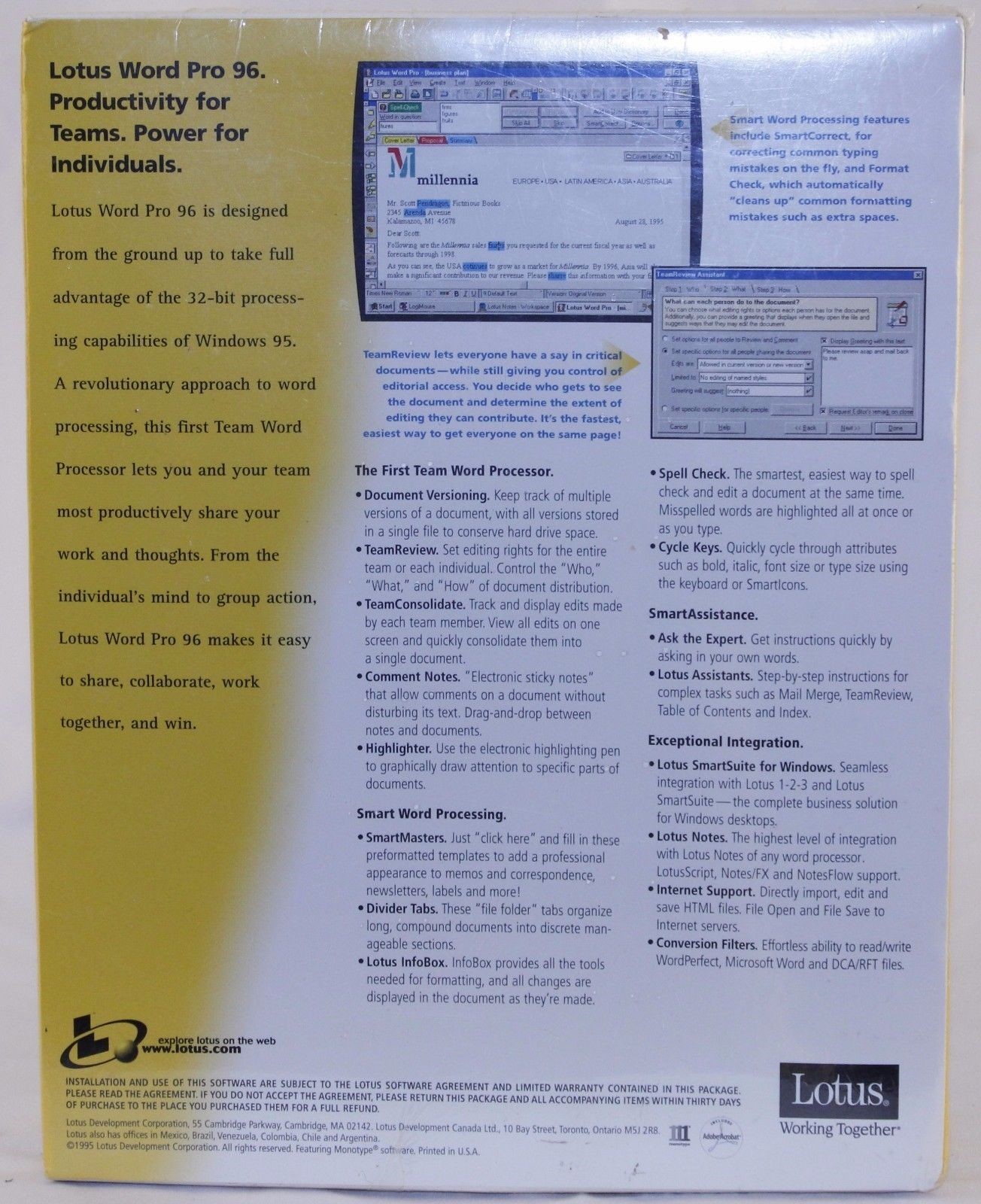 Lotus Word Pro 96 Evaluation Copy never opened Windows 95