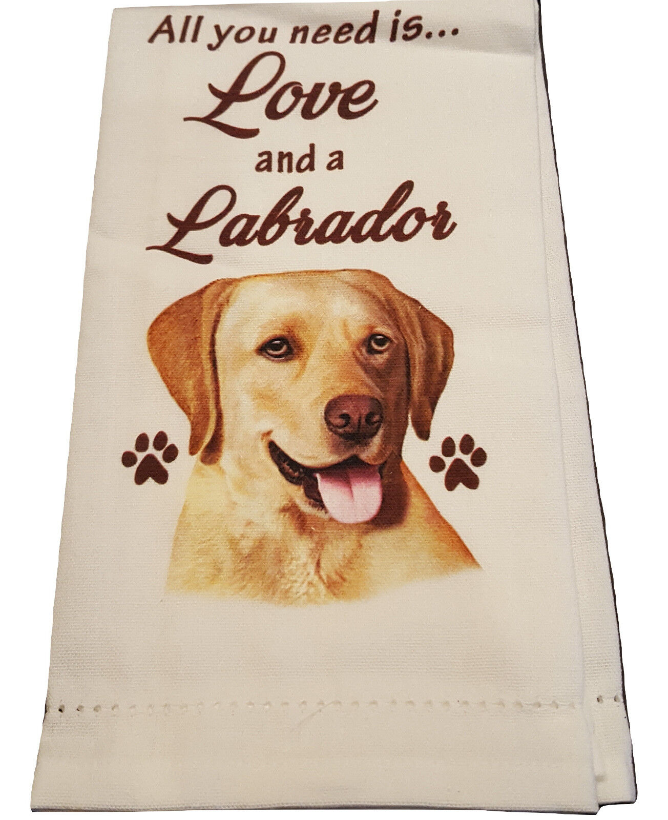 Labrador Kitchen Dish Towel Dog All You Need Is Love Yellow La...