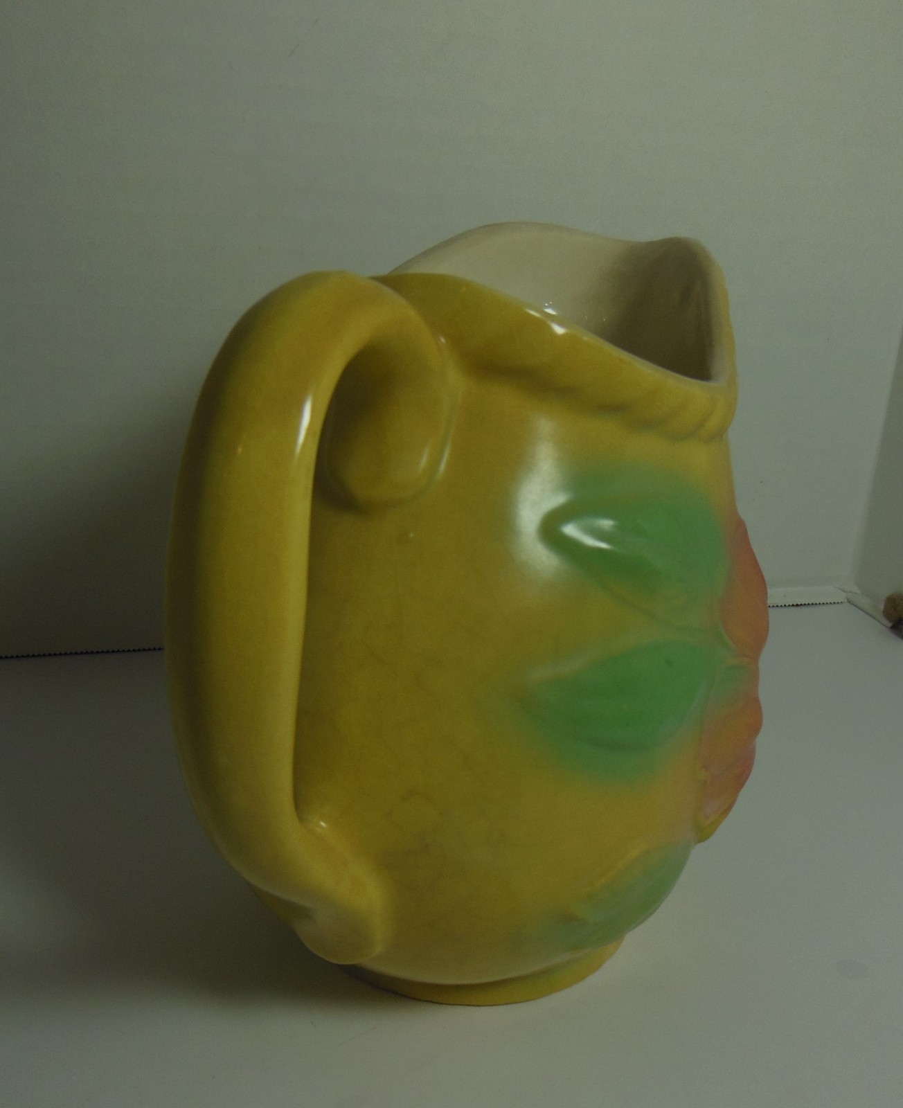 Hull Sun Glow Pitcher Yellow w/ Pink Flower