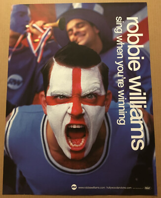ROBBIE WILLIAMS Rare 2000 PROMO POSTER for Sing CD NEVER DISPLAYED 18x24 USA
