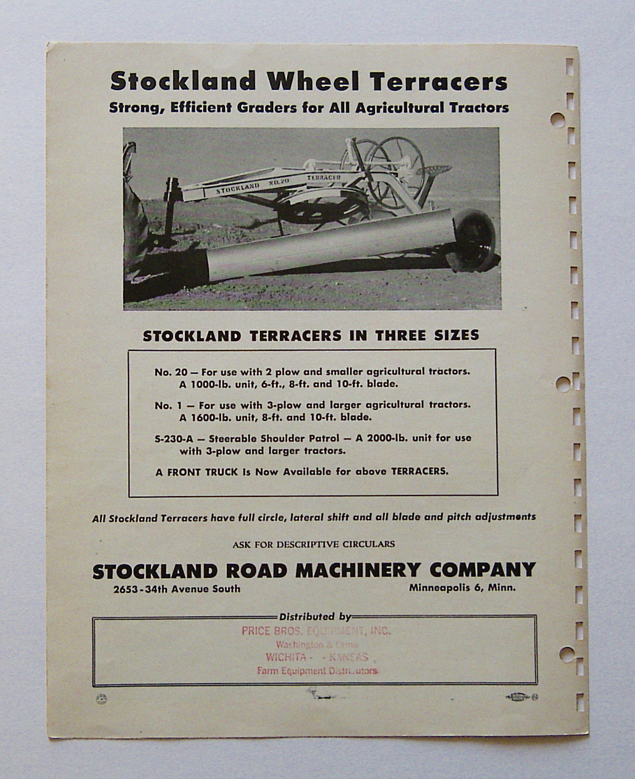 Stockland Hydro-Scoop Hydro-Blade Brochure Massey-Harris 22 30 44 Tractor