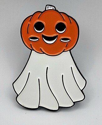 NEW HALLOWEEN Cute PUMPKIN GHOST Lapel Pin BOO Party White Orange Enamel Brooch
