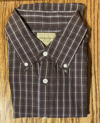 Sonoma Shirt Men s Plaid Button Down Long Sleeve New