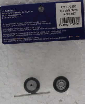 FLY 79253 LANCIA 037 FRONT AXLE SET 1/32 SLOT CAR PART