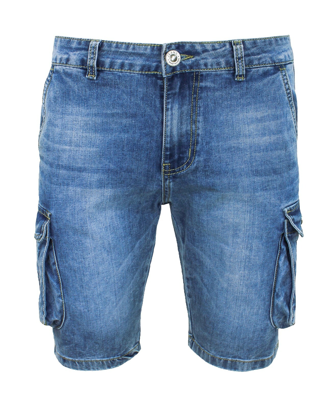 Jeans corti uomo Cargo pantaloni denim grigio blu bermuda con tasche  laterali