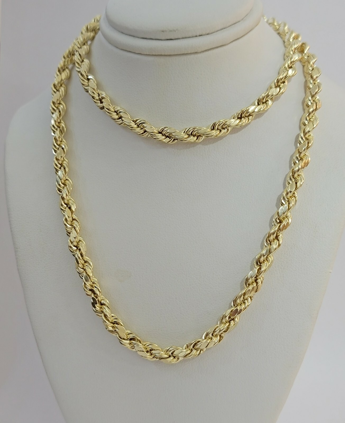 Pre-owned My Elite Jeweler Real Gold 10k Rope Chain Necklace 5mm 18"-30" Inch Yellow Gold Diamond Cut Men's