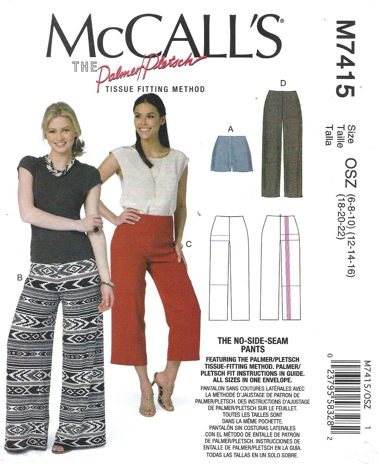 McCall's M7415 No Side-Seam Pants w Palmer Pletsch Tissue