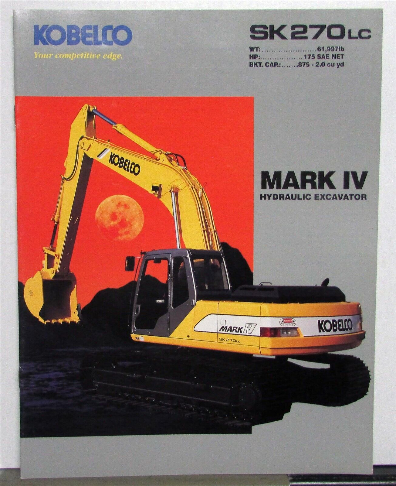1990s Kobelco SK270 LC Mark IV Excavator Specifications