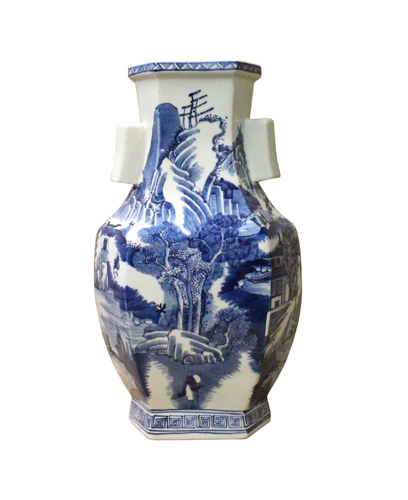 Chinese Blue & White Porcelain Oriental Mountain Scenery Graphic Vase cs3609S Chinese Blue & White Porcelain Oriental Mountain Scenery Graphic Vase cs3609S