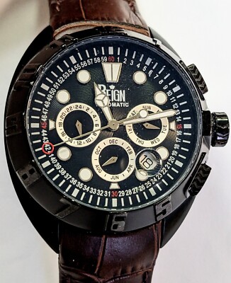 Reign Automatic  Mens Watch w/Day/24hr /Month Sub Dials 22 Jewels ALL OFFERS