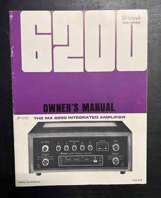 Vintage Original McIntosh Ma6200 Stereo Preamp Amplifier, Manual, NEW