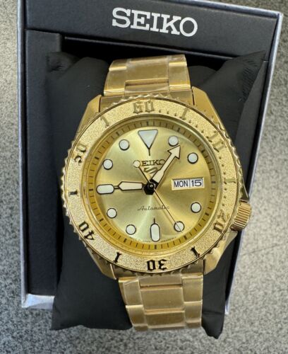 Pre-owned Seiko 5 Prospex Automatic Srpe74 Gold-tone Watch With Tag Made In Japan