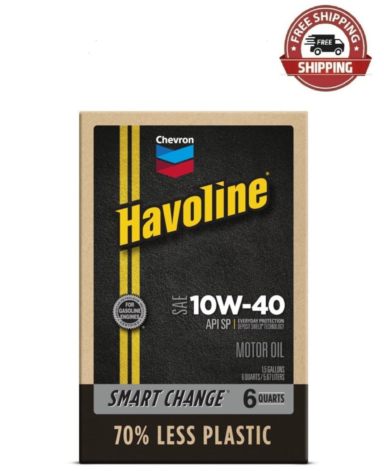 【ビンテージ　看板】　HAVOLINE MOTOR OIL ホーロー看板 Chevron Havoline Motor Oil 10W-40, 6 Quart Smart Change Box
