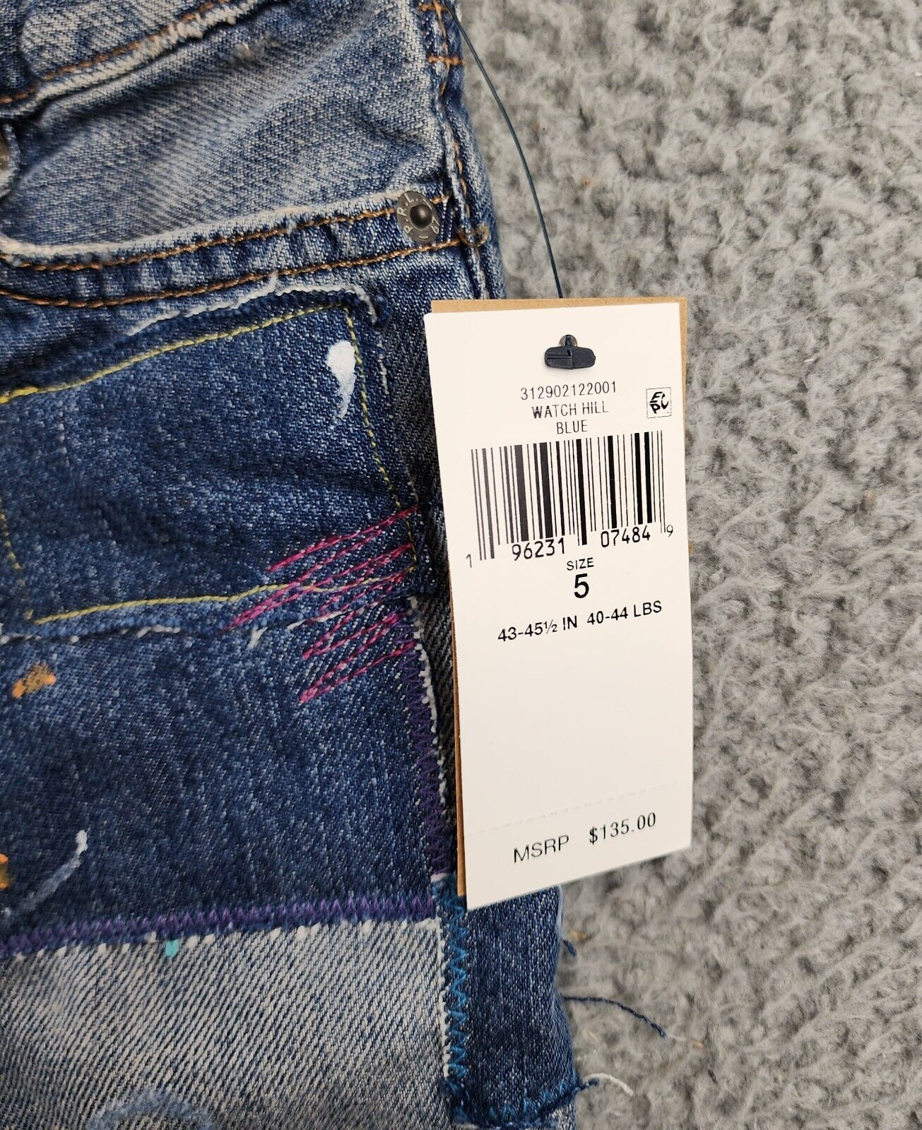 Polo Ralph Lauren Paint Print Astor Slim Boyfriend Jeans Girls' 5 Blue Zip Fly - Picture 4 of 12