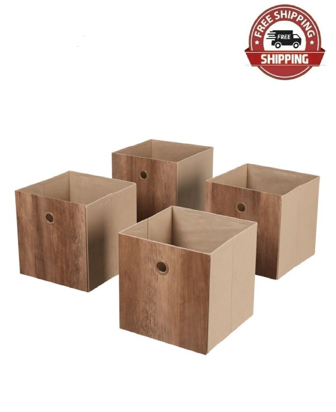 Mainstays Collapsible Rustic Weathered Oak Fabric Cube Stora