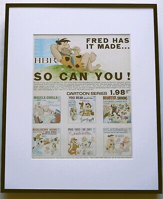 Flinstones Hanna Barbera 1965 ad poster framed 42x52cm FREE SHIPPING