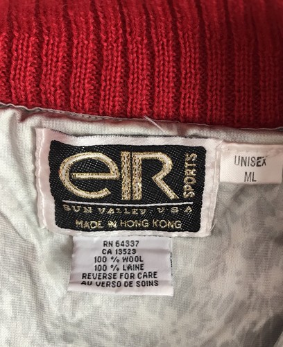 Vintage EIR SPORTS Sun Valley red wool SKI snow pullover sweater Size ML