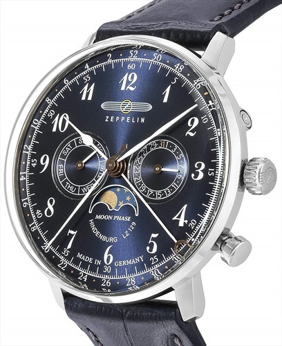 Pre-owned Zeppelin Watch Hindenburg Navy Dial 7036-3 Men Japan