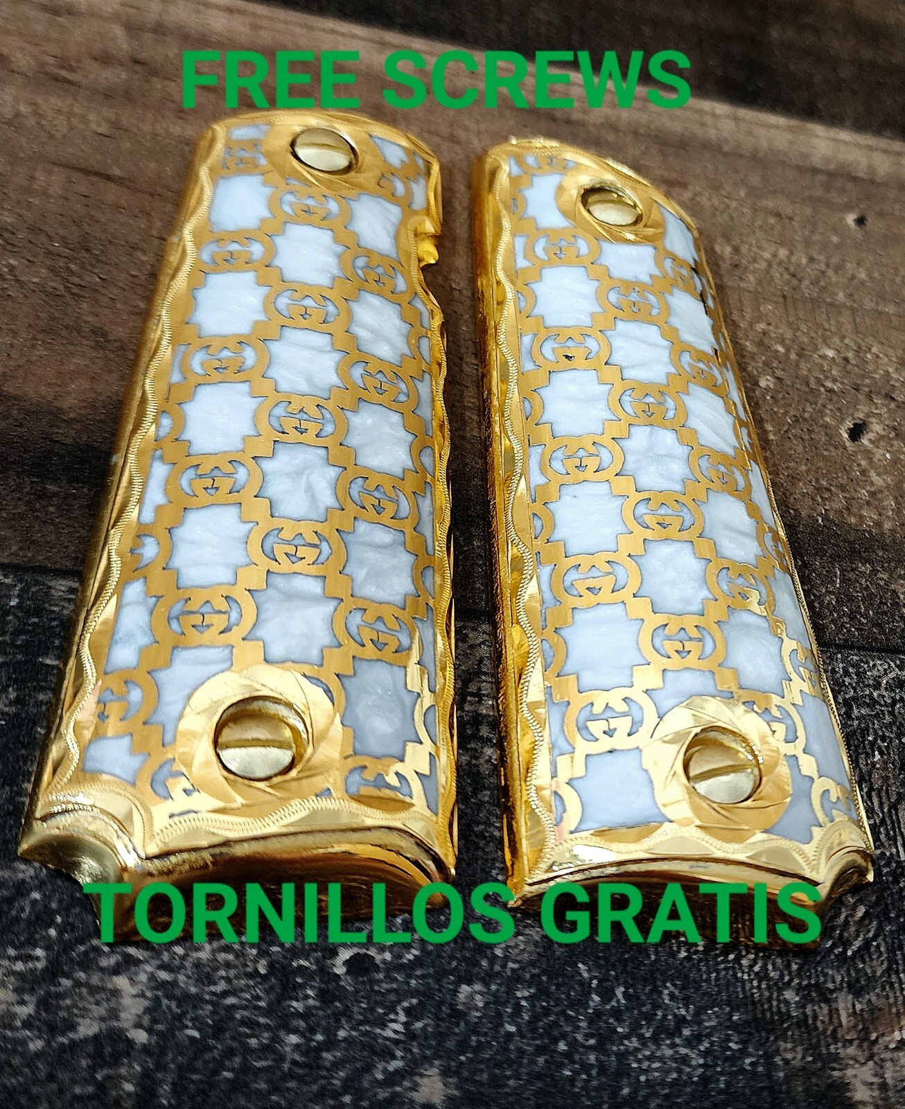 Premium Style Mother Of Pearl 1911 Custom Grips Cachas Mexicanas