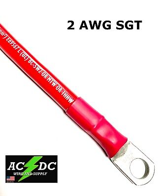 2 Gauge AWG Custom Battery Cables - Solar, Marine, Power Inverter - Tinned Wire