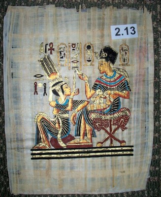 Egyptian Papyrus 30 x 40 cm *The throne of King Tutankhamen, carved wood 