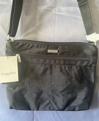 NWT Baggallini Large Zipper Bagg Crossbody Shoulder Black Cheetah $69.99 MSRP