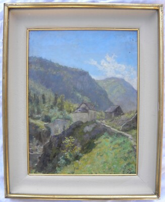 Casimiro OTTONE (Vigevano, Pavia 1856-1941) Paesaggio di montagna OLIO cm 37x27