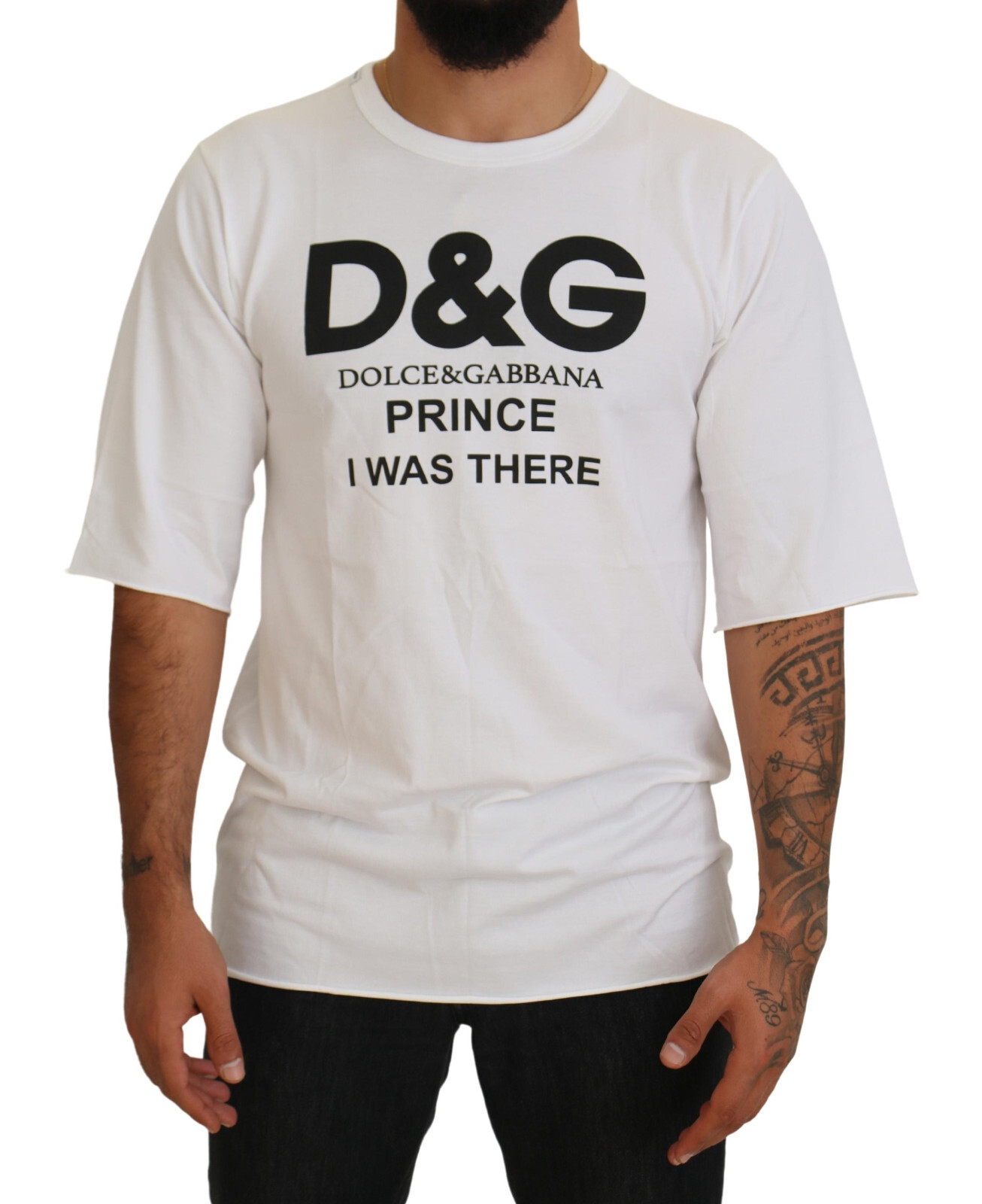 

Футболка DOLCE - GABBANA Хлопковая белая мужская футболка Prince с круглым вырезом и логотипом s. М, Белый