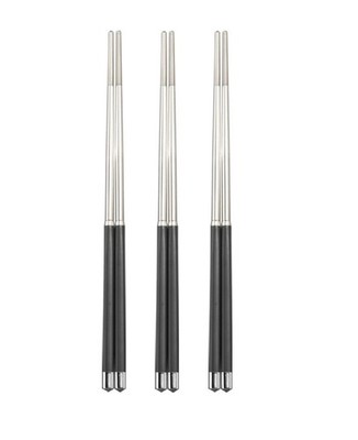 Ensemble de 3 paires de baguettes chinoises, baguettes à sushi en acier inoxydable, baguettes élégantes, nouveau