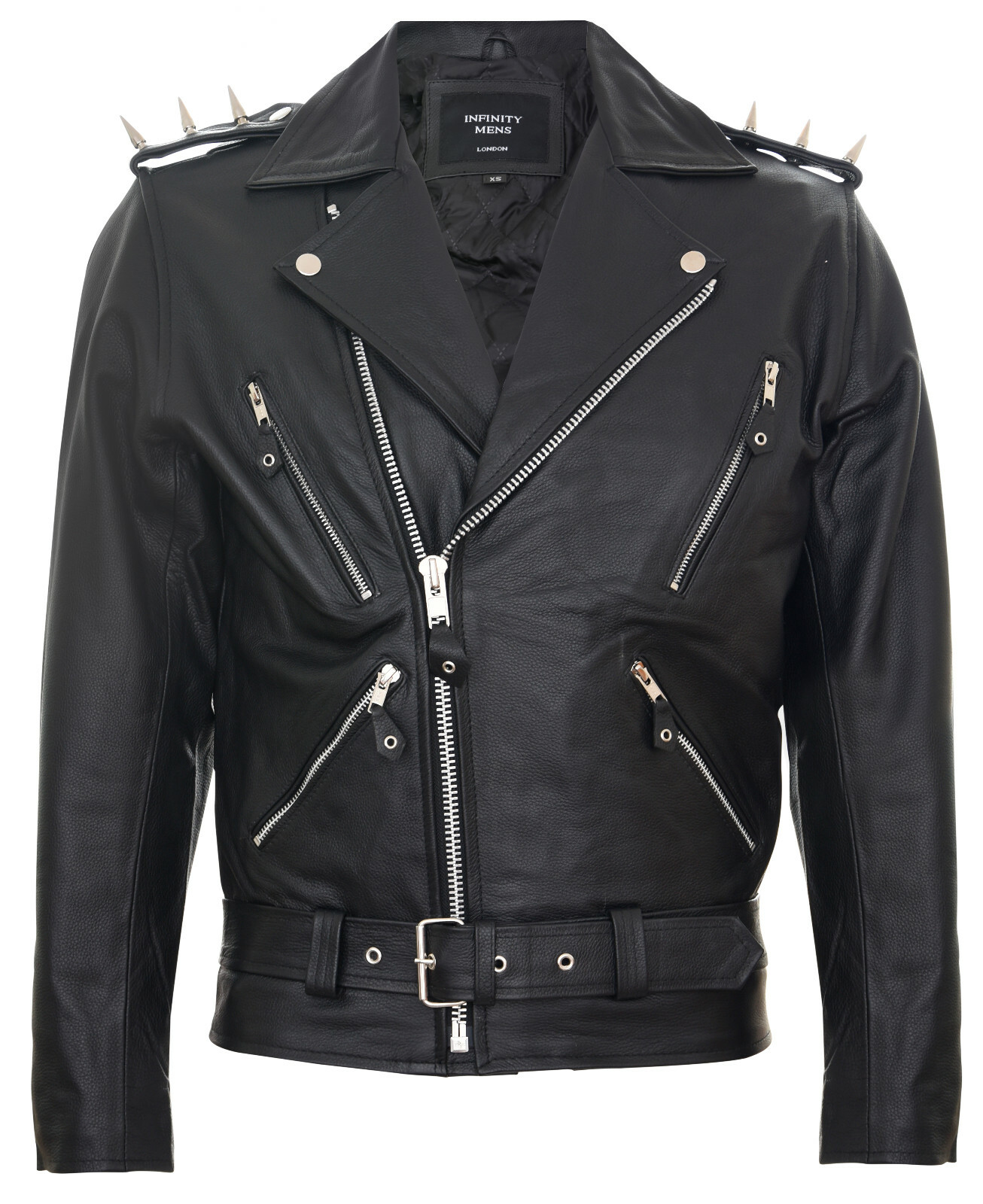 spiked leather biker jacket