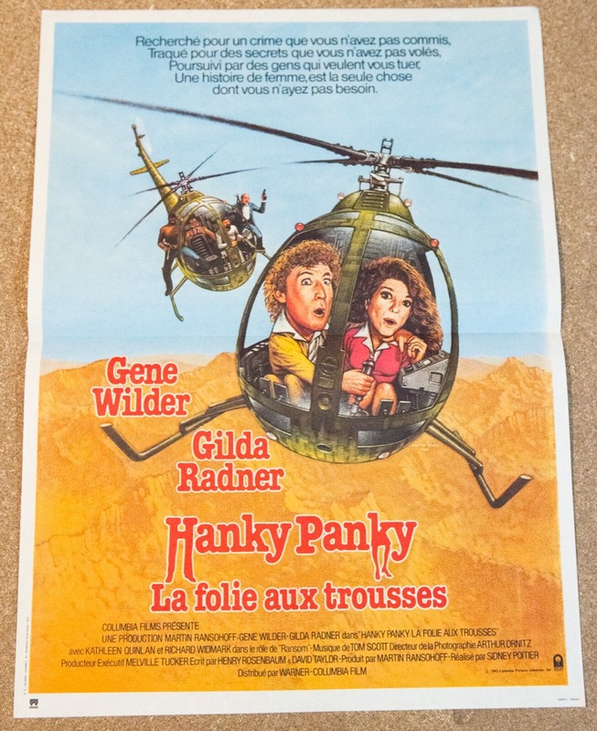 Hanky Panky Affiche CinÃ©Ma 40x60 Sidney Poitier, Gene Wilder, Gilda Radner