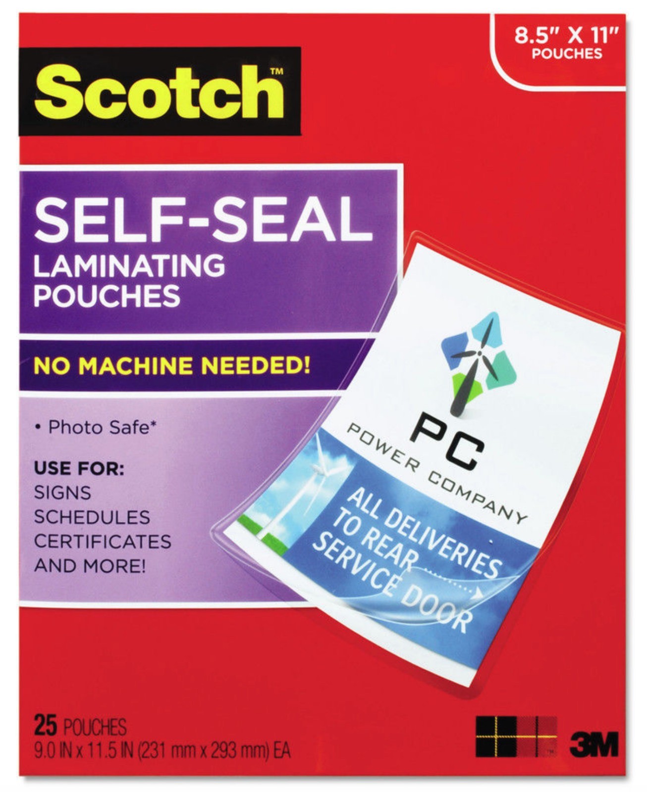 3M Self-Sealing Laminating Pouches 9.5 ml 9X11.5 25 pack 8.5