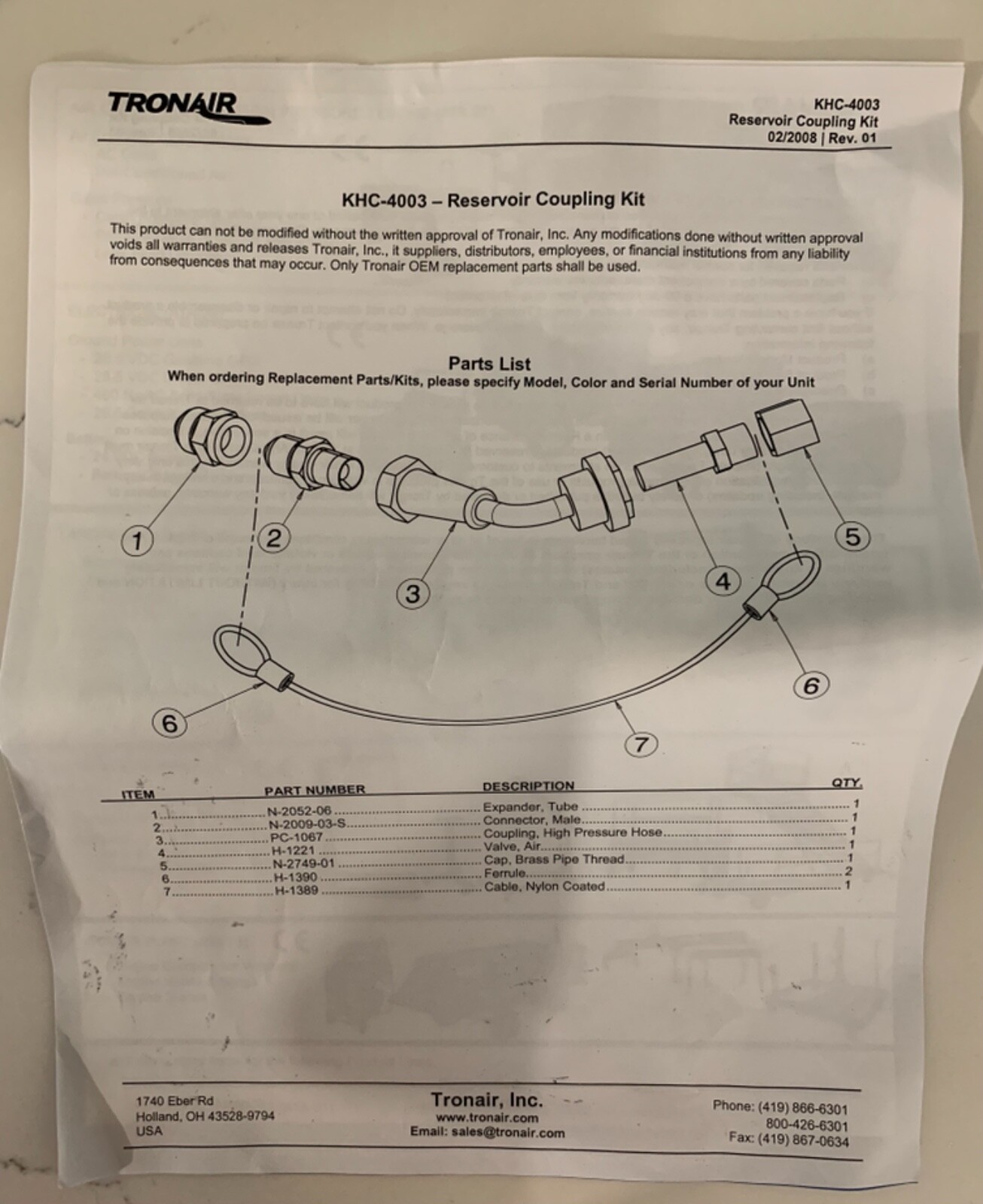 KHC-4003 strut service coupling kit, reservoir coupling kit KHC4003