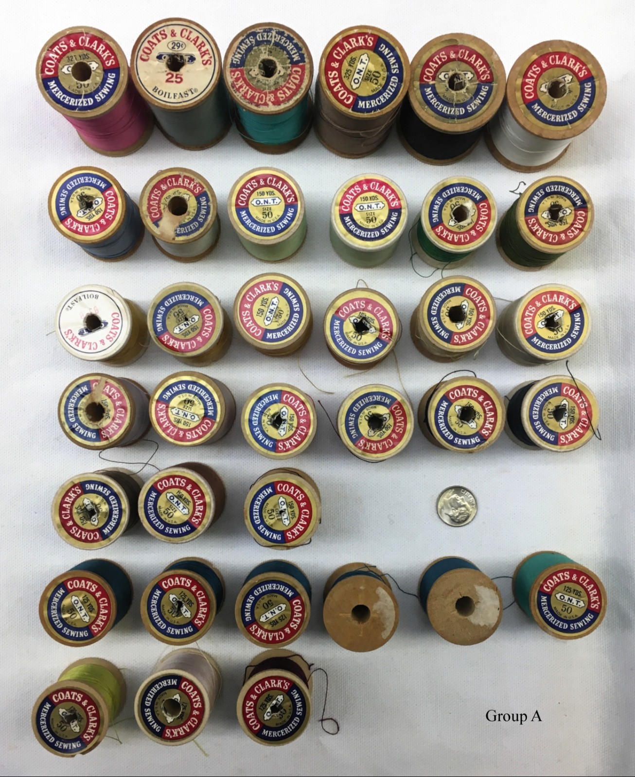 Lot 145 Vtg Coats Clark Wooden Thread Spools Cotton Mercerized Made in USA