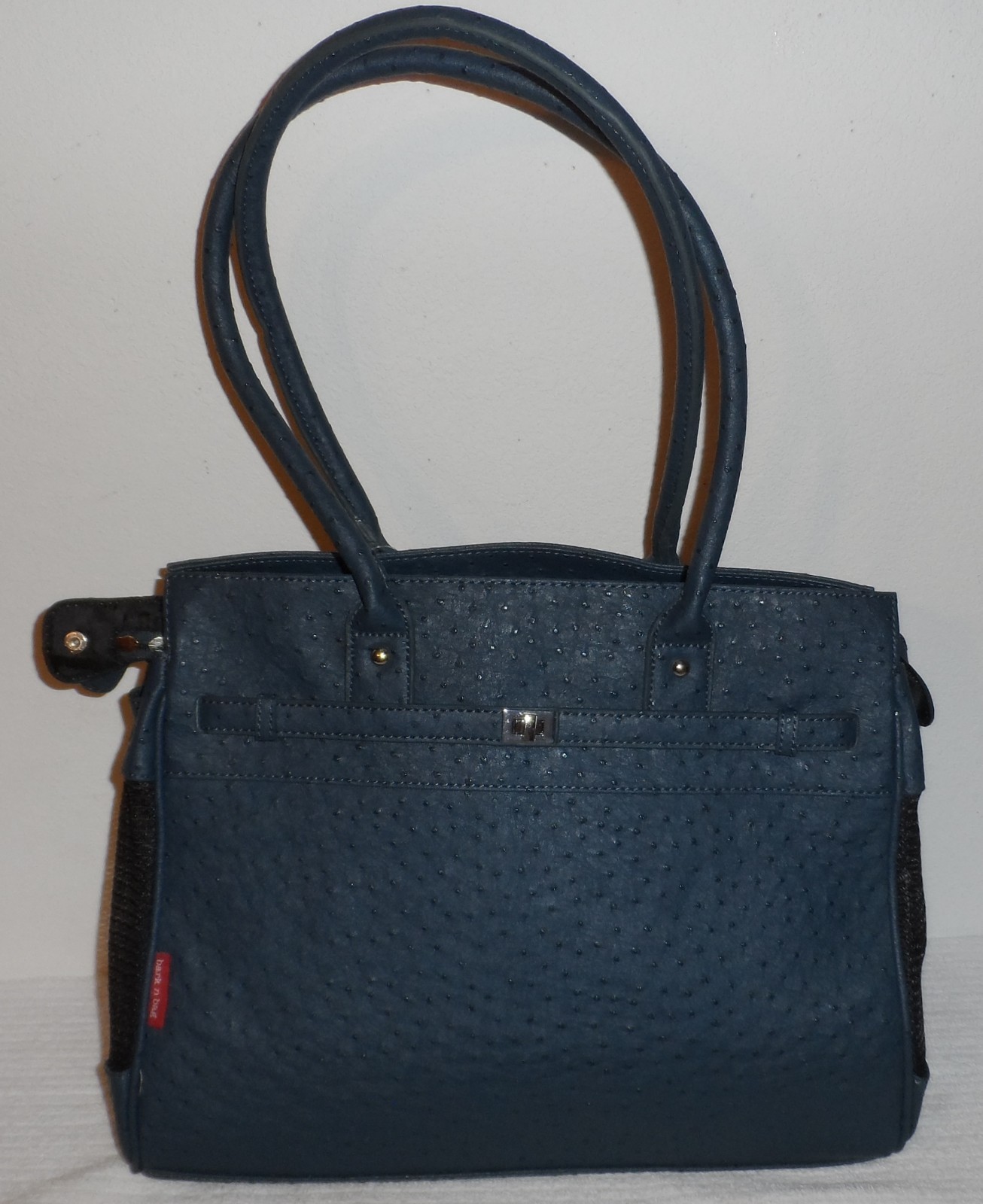 Bark n Bag Embossed blue Wedgwood faux Ostrich Monaco Tote Pet Carrier - NWT NEW